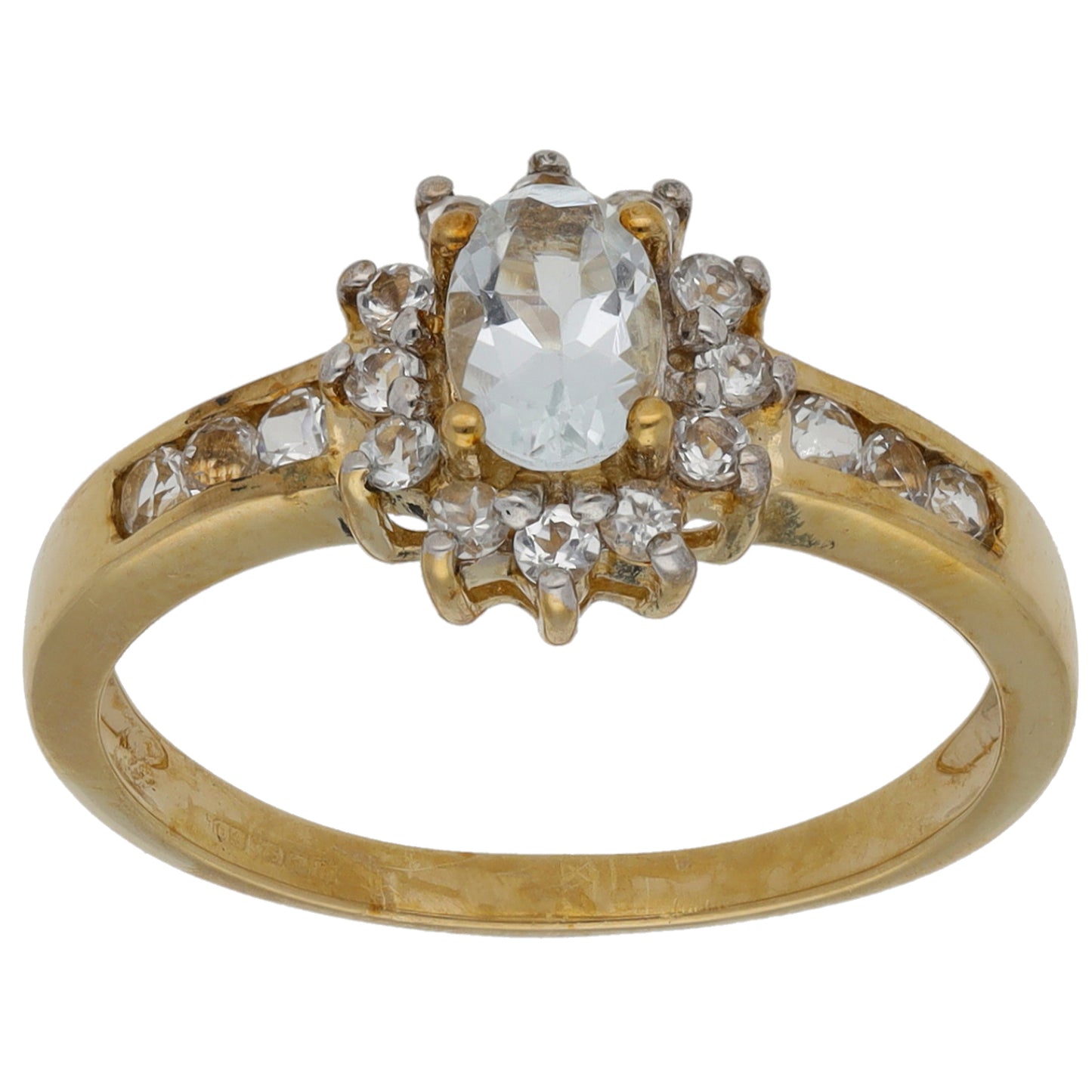 9ct Gold Aquamarine & Sapphire Dress/Cocktail Ring Size N