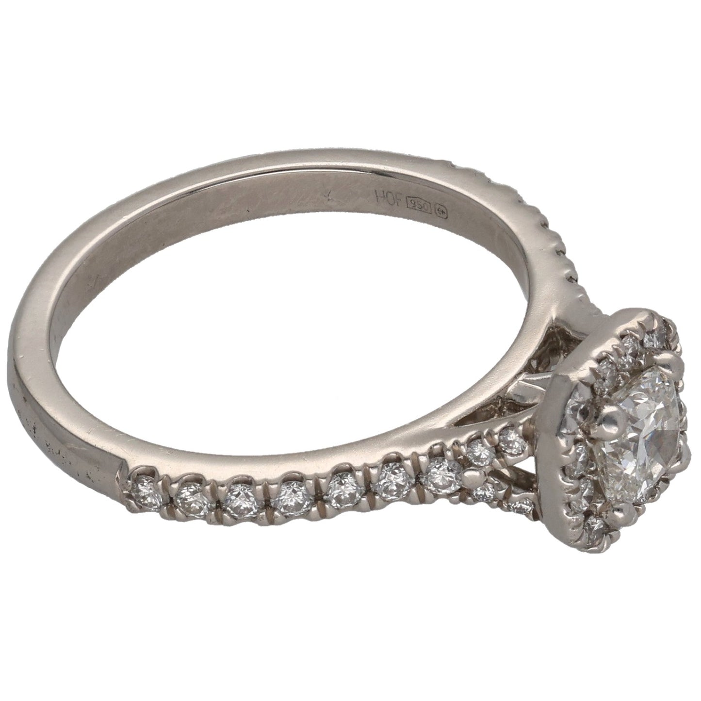 Platinum 1.13ct Diamond Halo Ring Size O