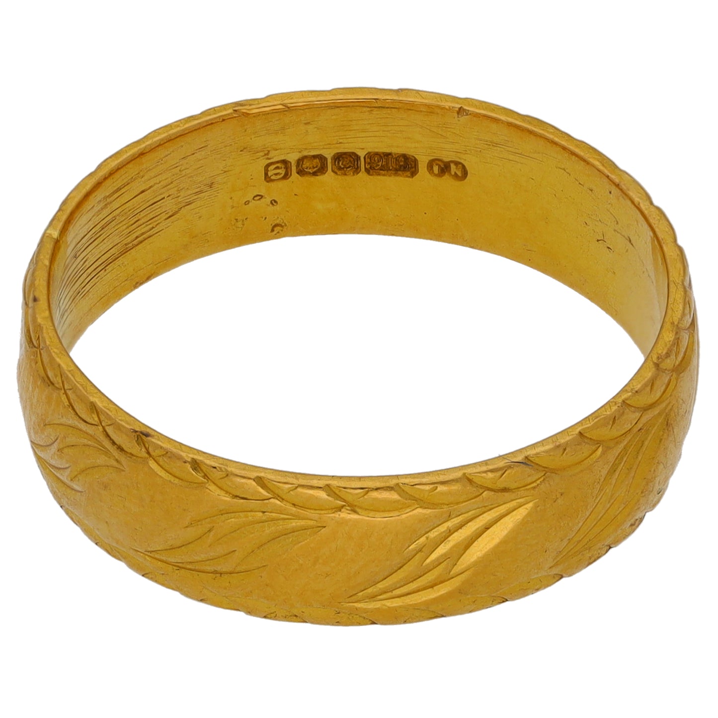 22ct Gold Patterned Wedding Ring Size Q