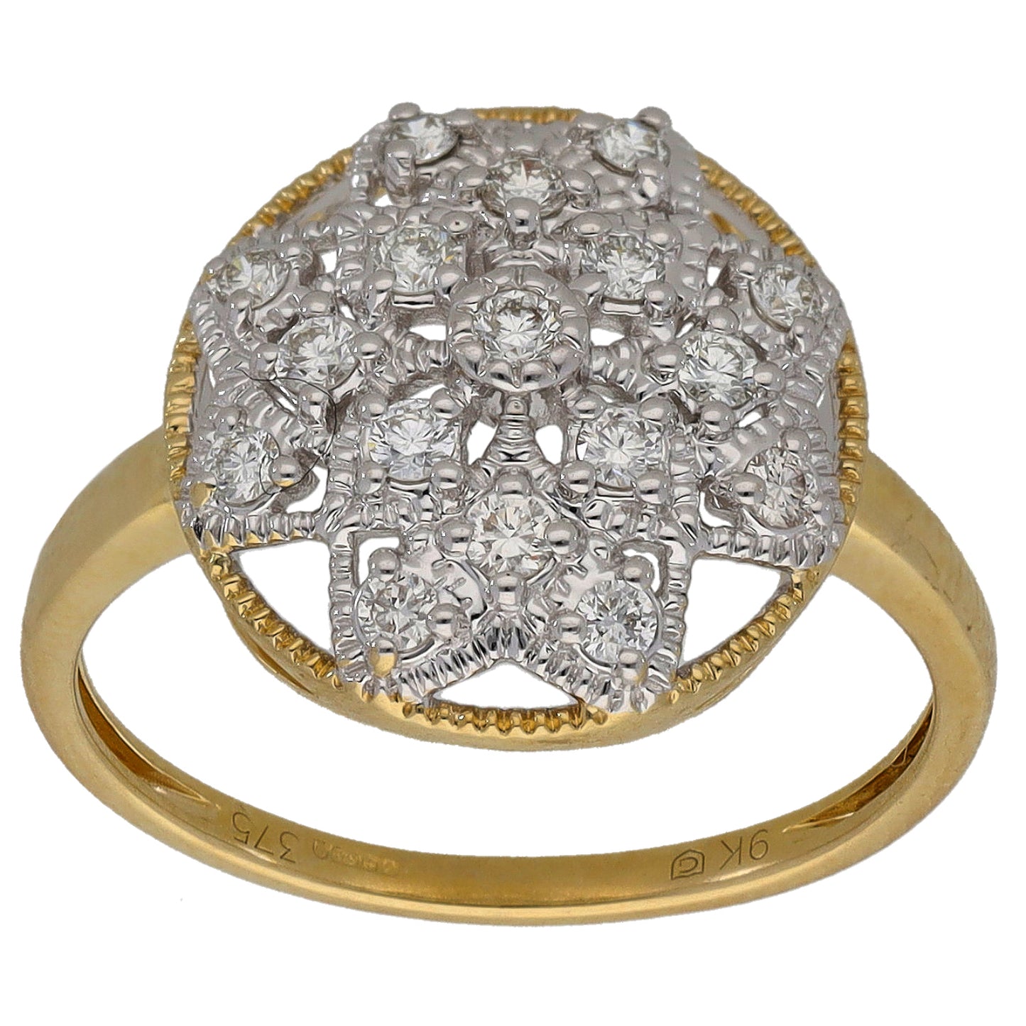 9ct Gold 0.34ct Diamond Dress/Cocktail Ring Size N