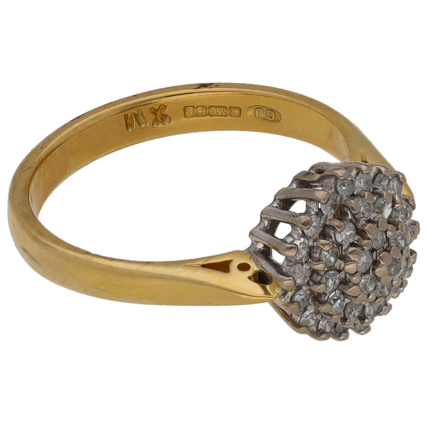 18ct Gold 0.25ct Diamond Cluster Ring Size L