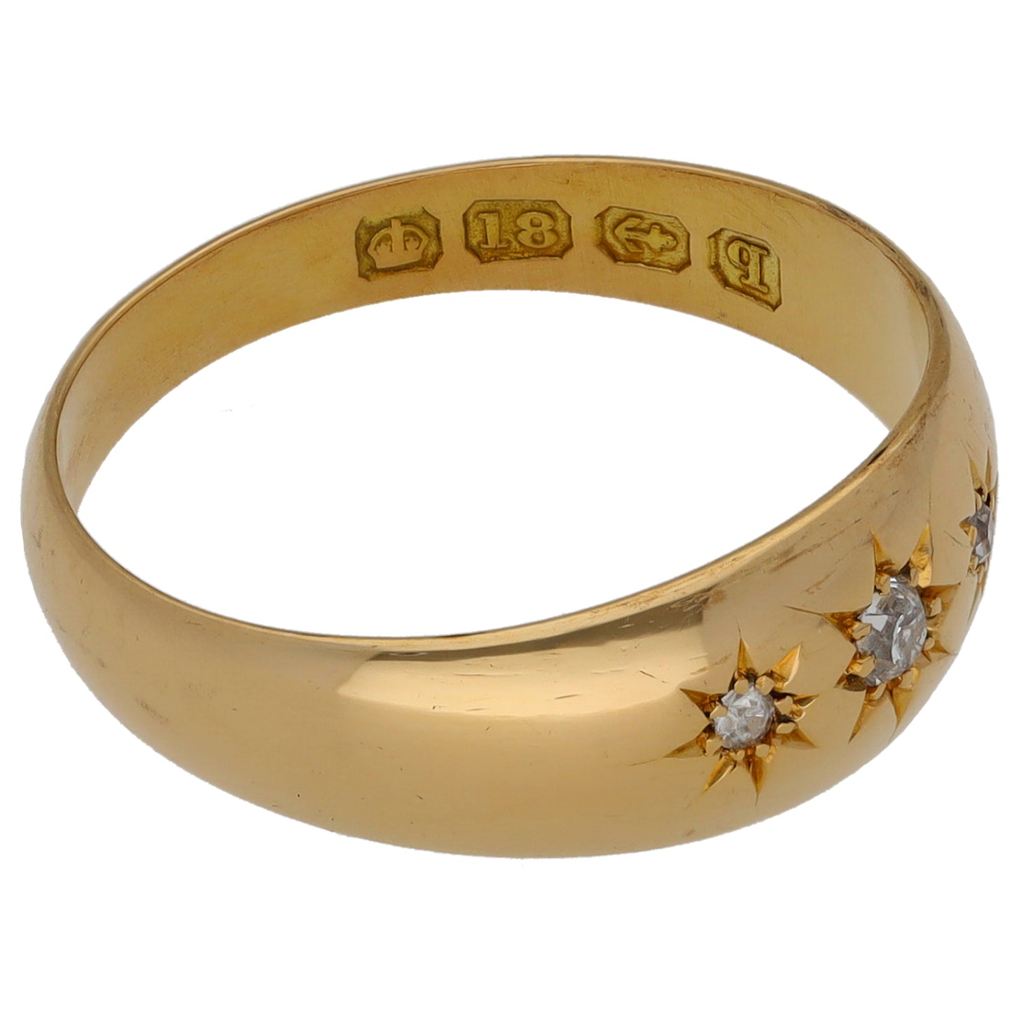 18ct Gold 0.06ct Diamond Trilogy Ring Size P