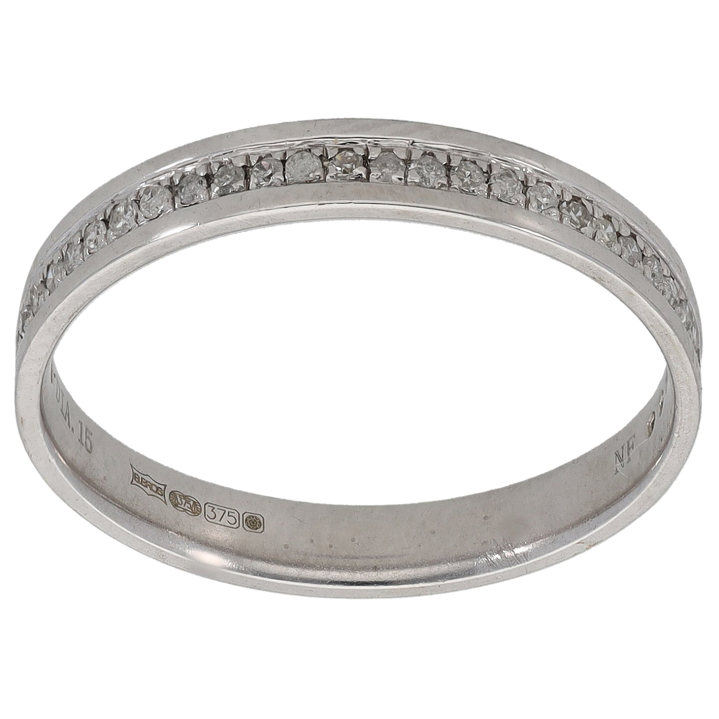 9ct White Gold 0.15ct Diamond Half Eternity Ring Size O