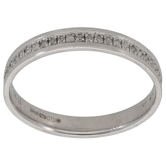 9ct White Gold 0.15ct Diamond Half Eternity Ring Size O