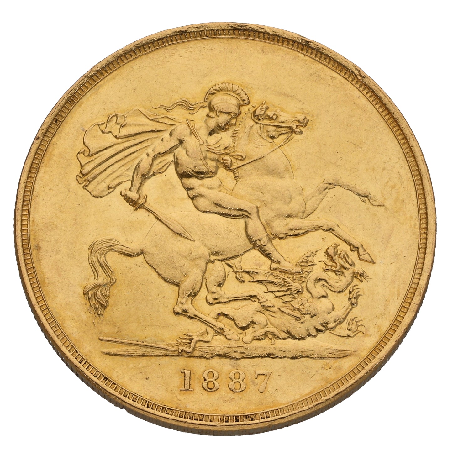 22ct Gold Queen Victoria Quintuple Sovereign Coin 1887