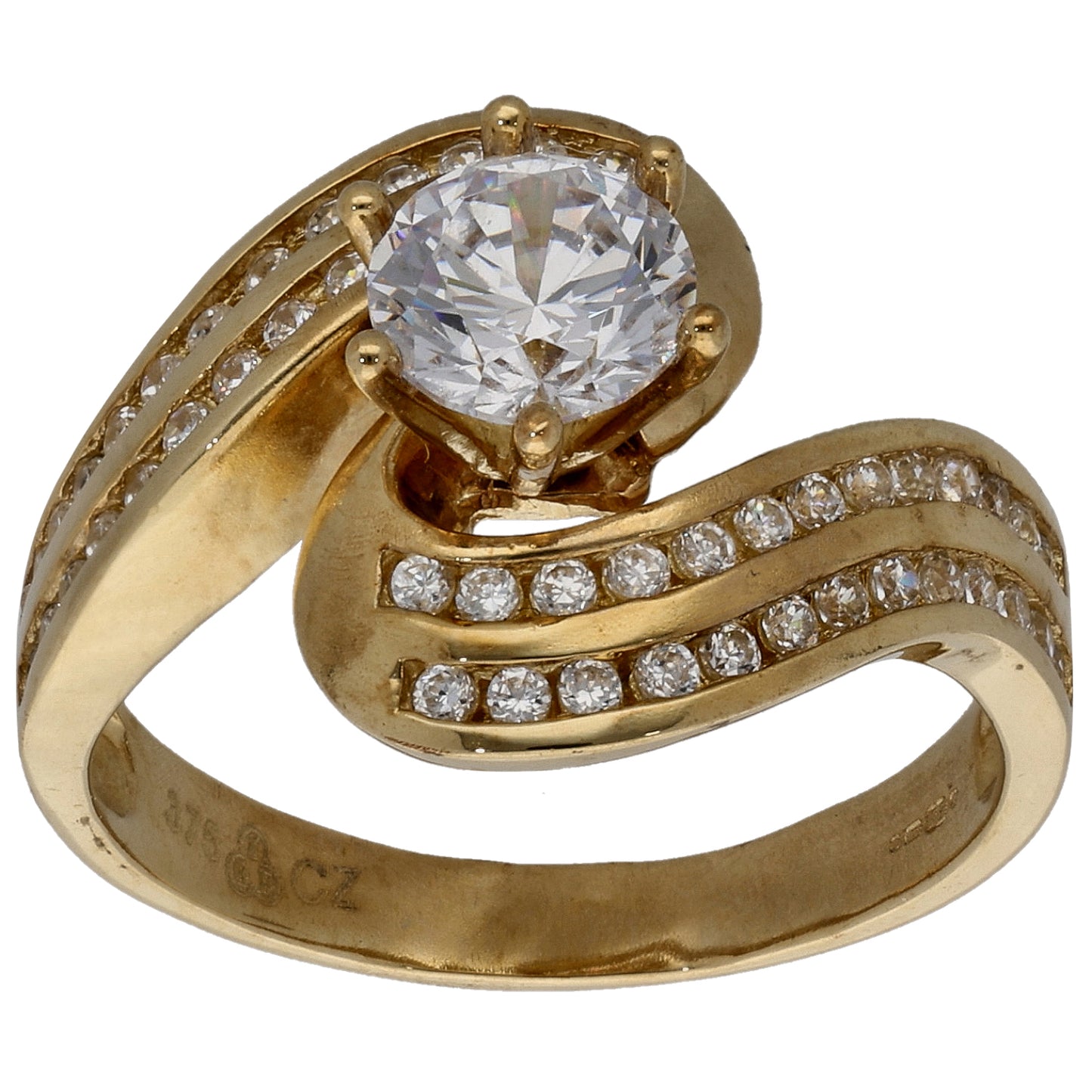 9ct Gold Cubic Zirconia Dress/Cocktail Ring Size R