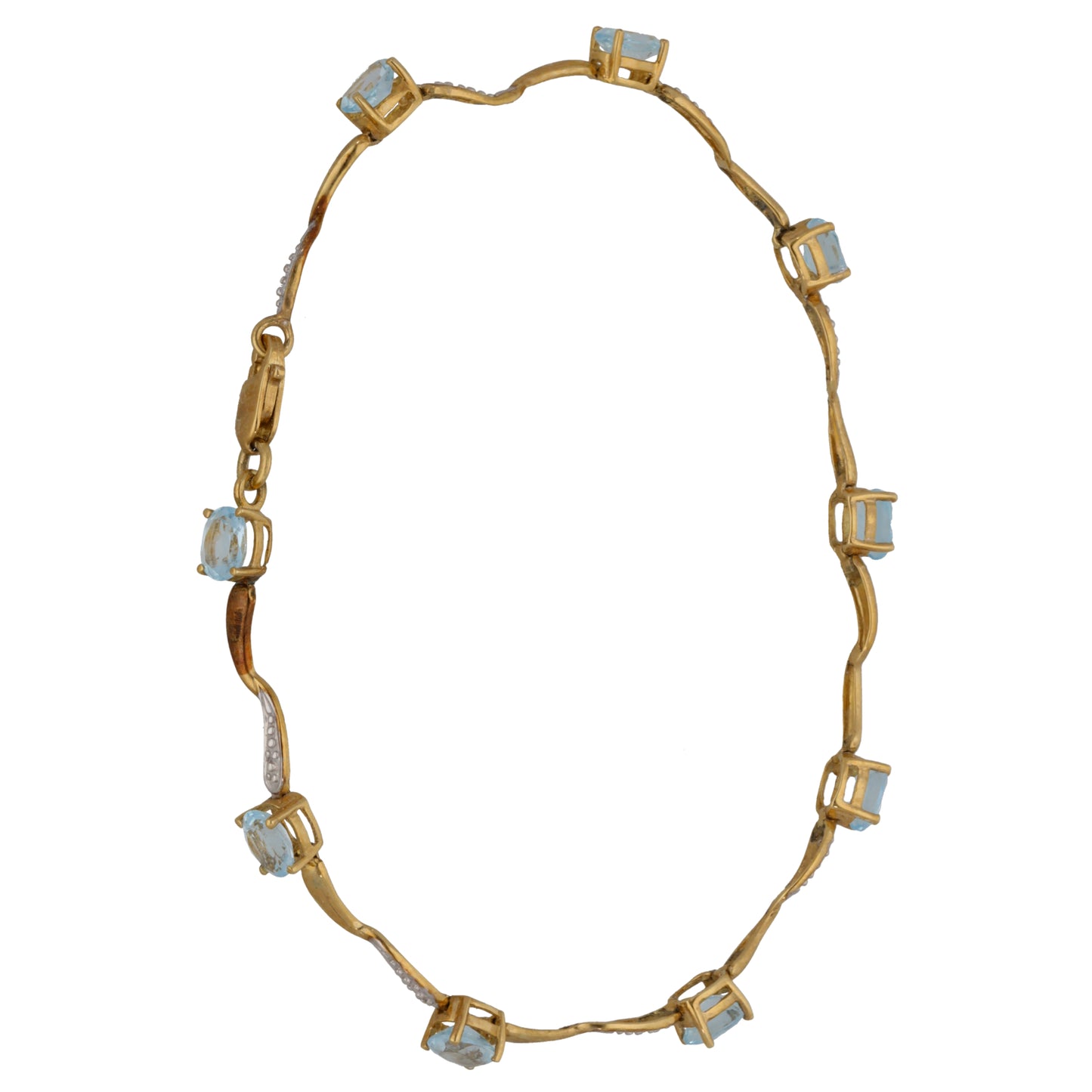 9ct Gold 0.005ct Diamond & Topaz Line/Tennis Bracelet