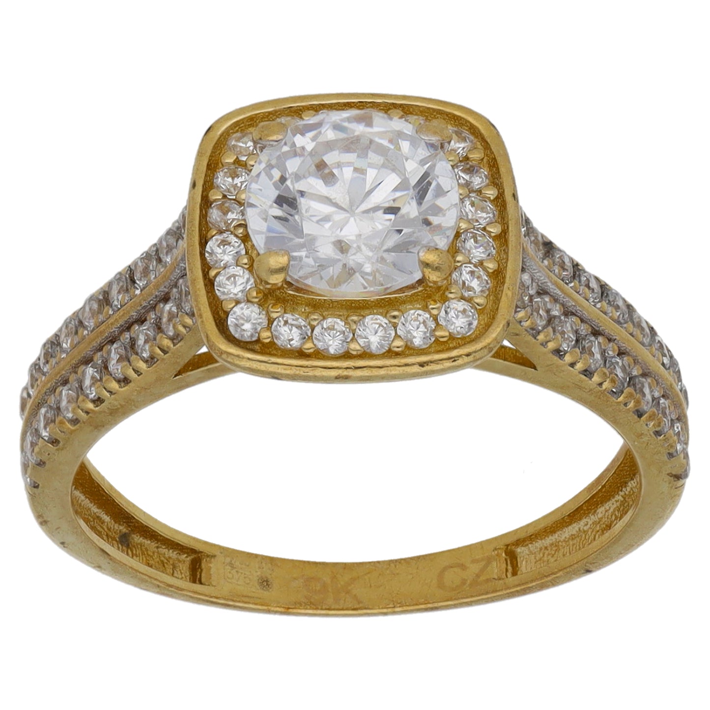 9ct Gold Cubic Zirconia Halo Ring Size K