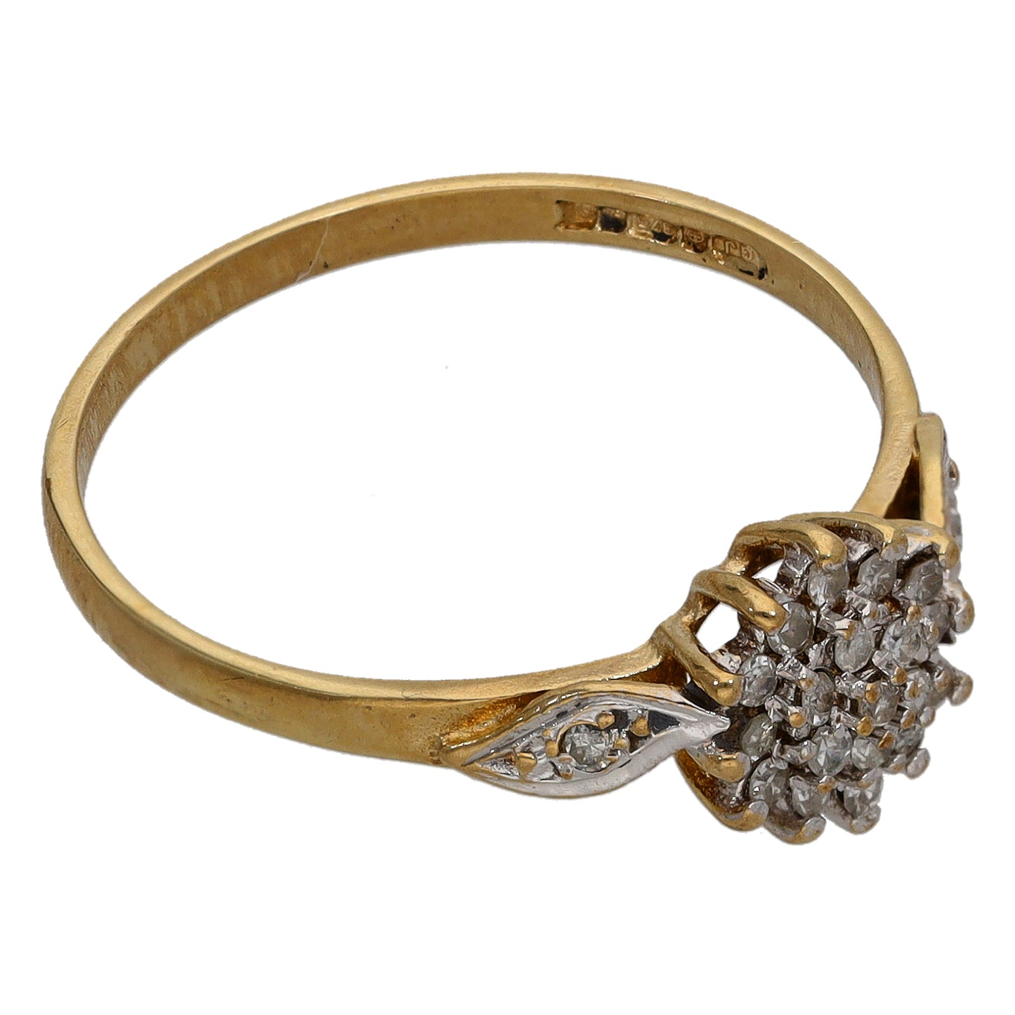 9ct Gold 0.15ct Diamond Cluster Ring Size P