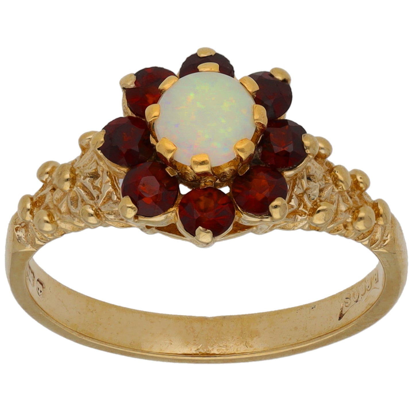 9ct Gold Opal & Garnet Dress/Cocktail Ring Size L