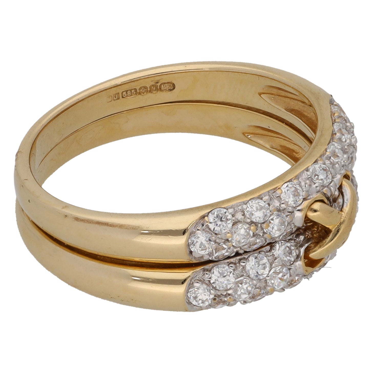 14ct Gold Cubic Zirconia Dress/Cocktail Ring Size M