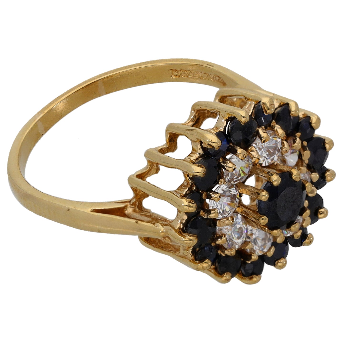 9ct Gold Sapphire & Cubic Zirconia Dress/Cocktail Ring Size P