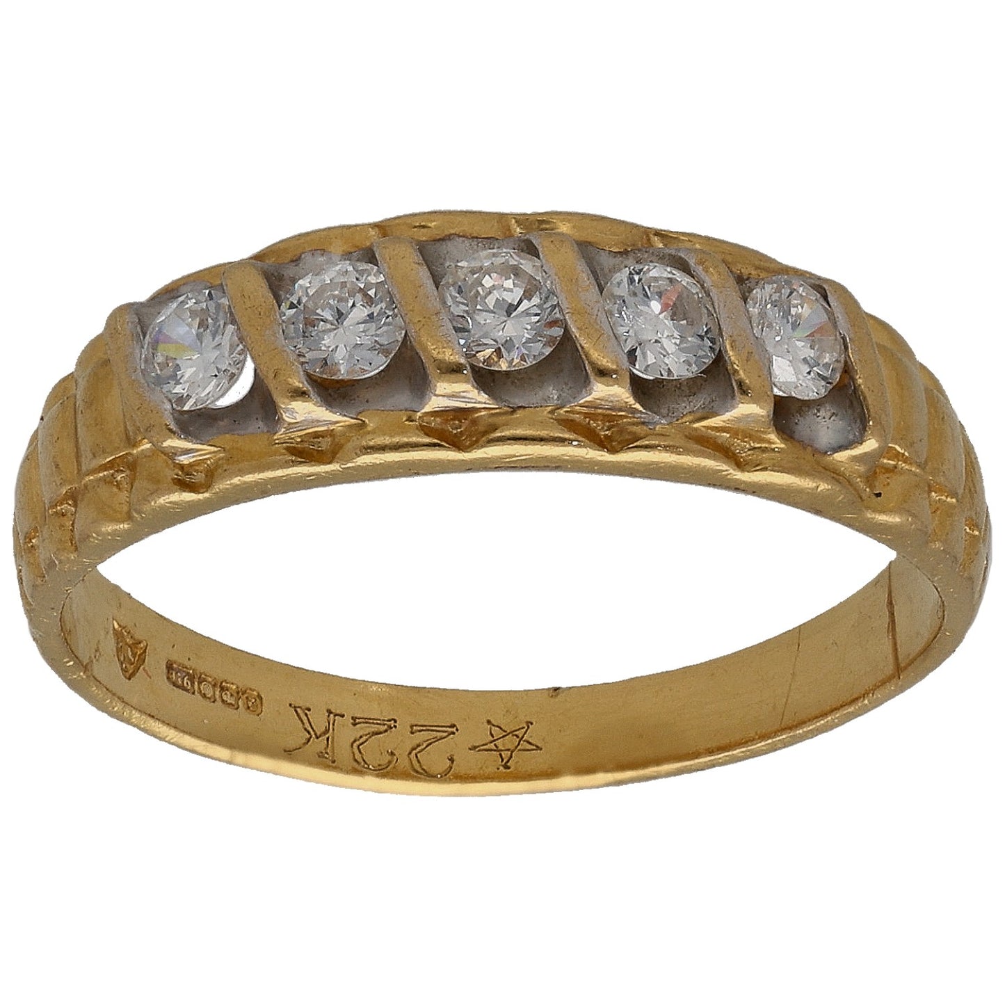 22ct Gold Cubic Zirconia Half Eternity Ring Size N