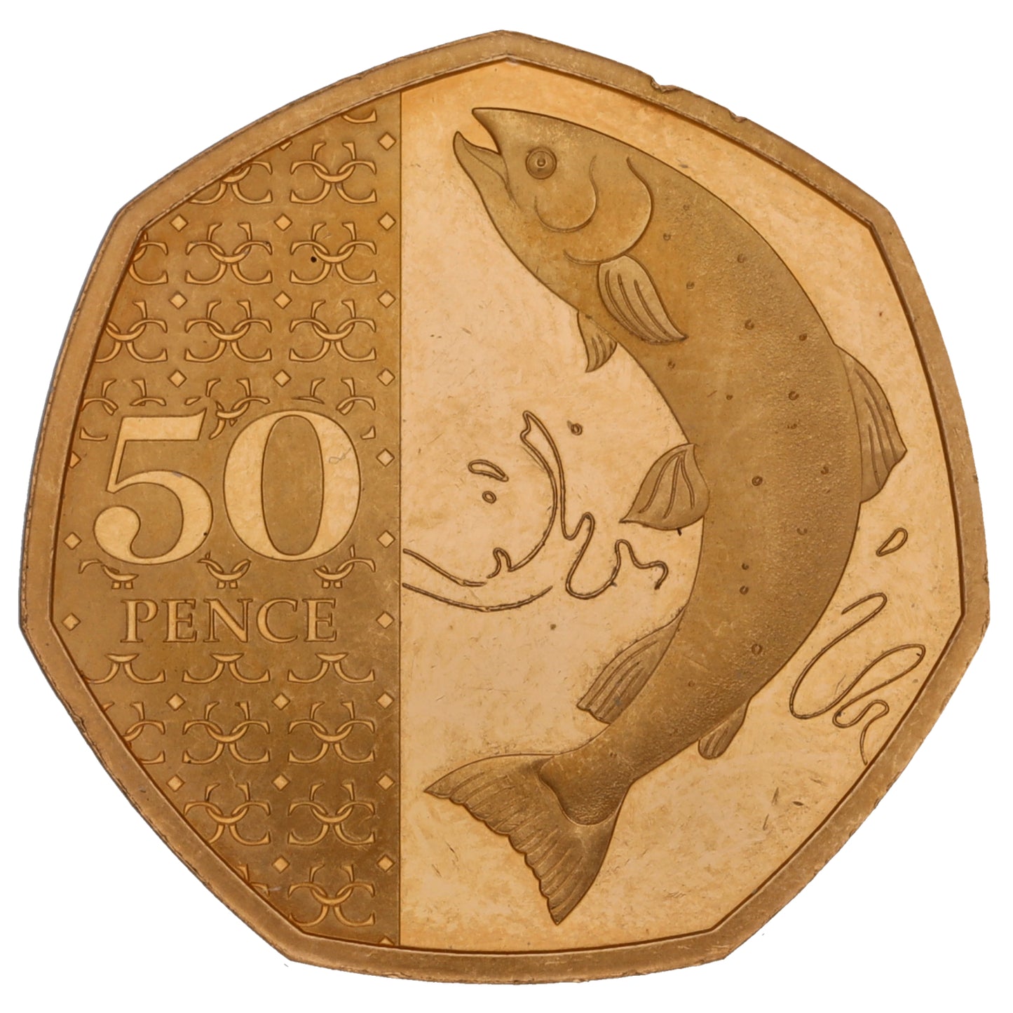 22ct Gold King Charles III Atlantic Salmon 50 Pence Coin 2024