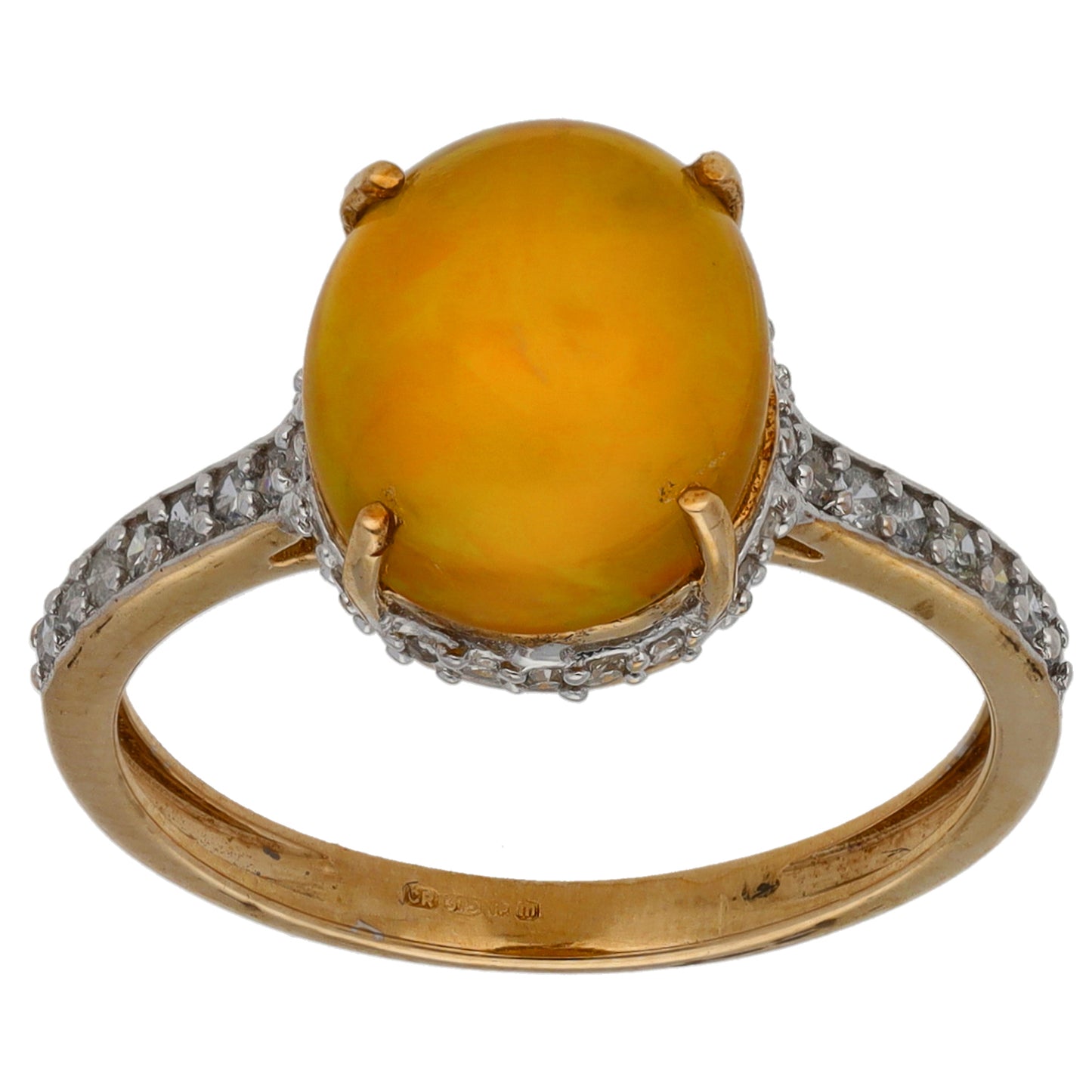 9ct Gold 0.09ct Diamond & Opal Dress/Cocktail Ring Size N