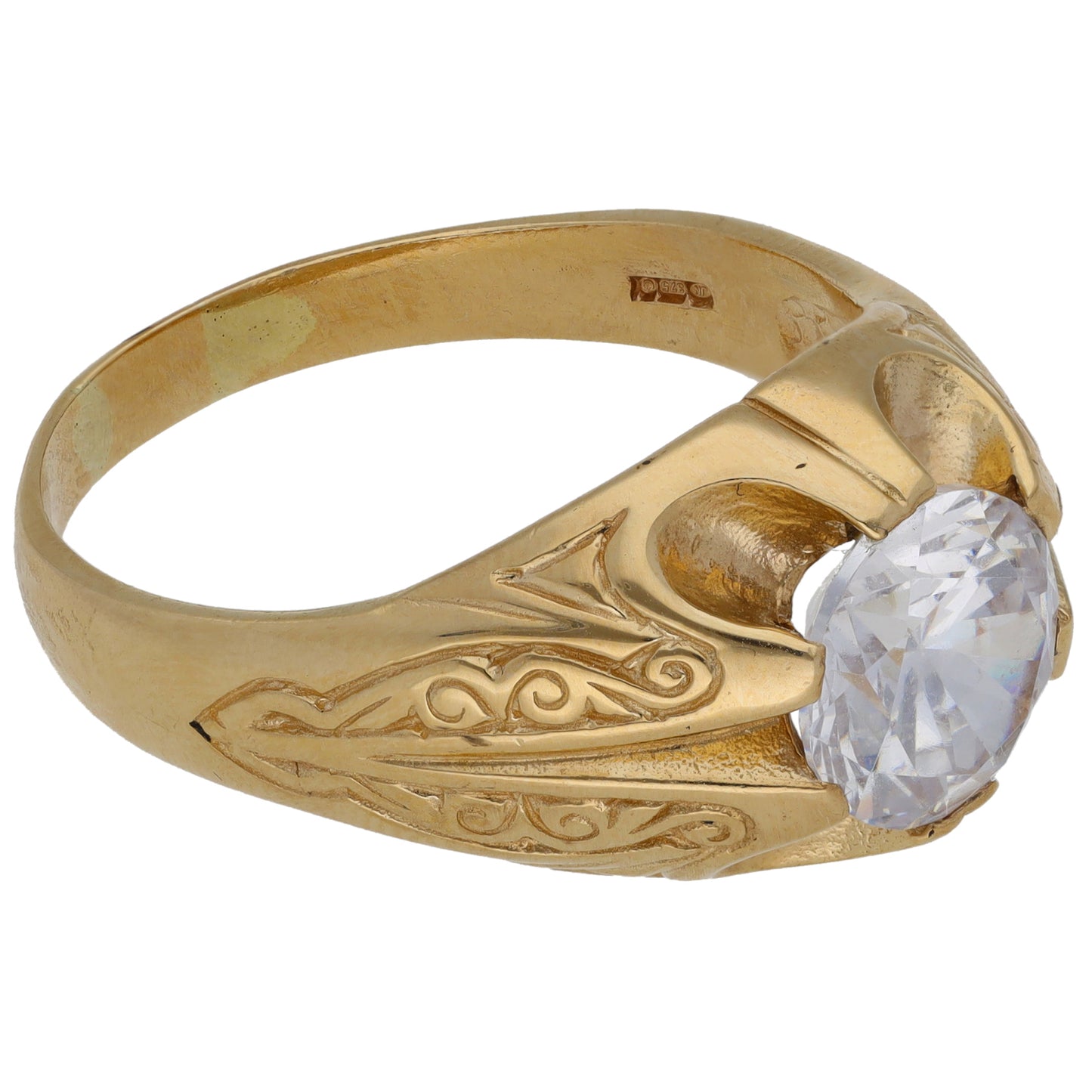 9ct Gold Cubic Zirconia Single Stone Ring Size Z+4