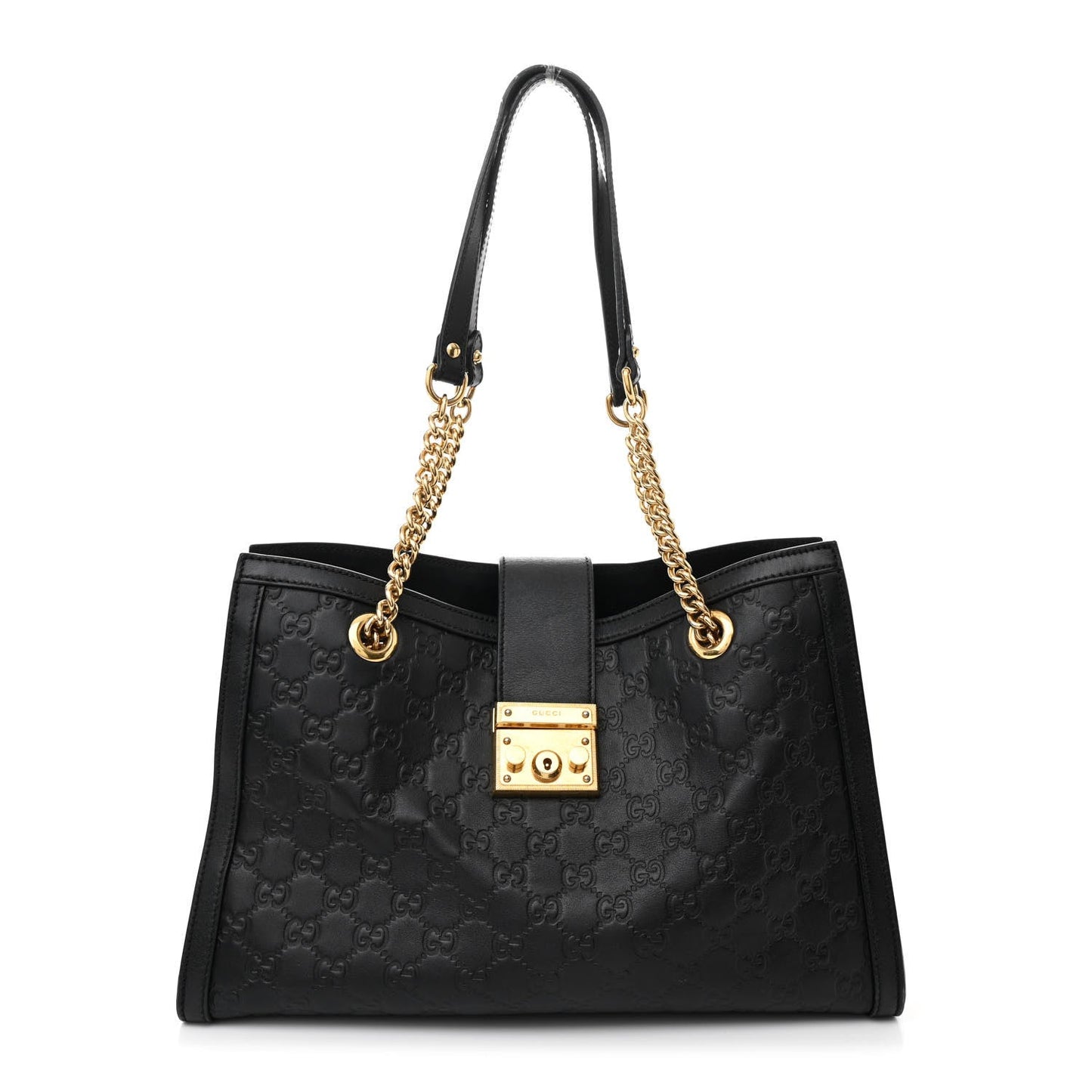 Gucci Padlock Tote Guccissima Leather Bag - Black