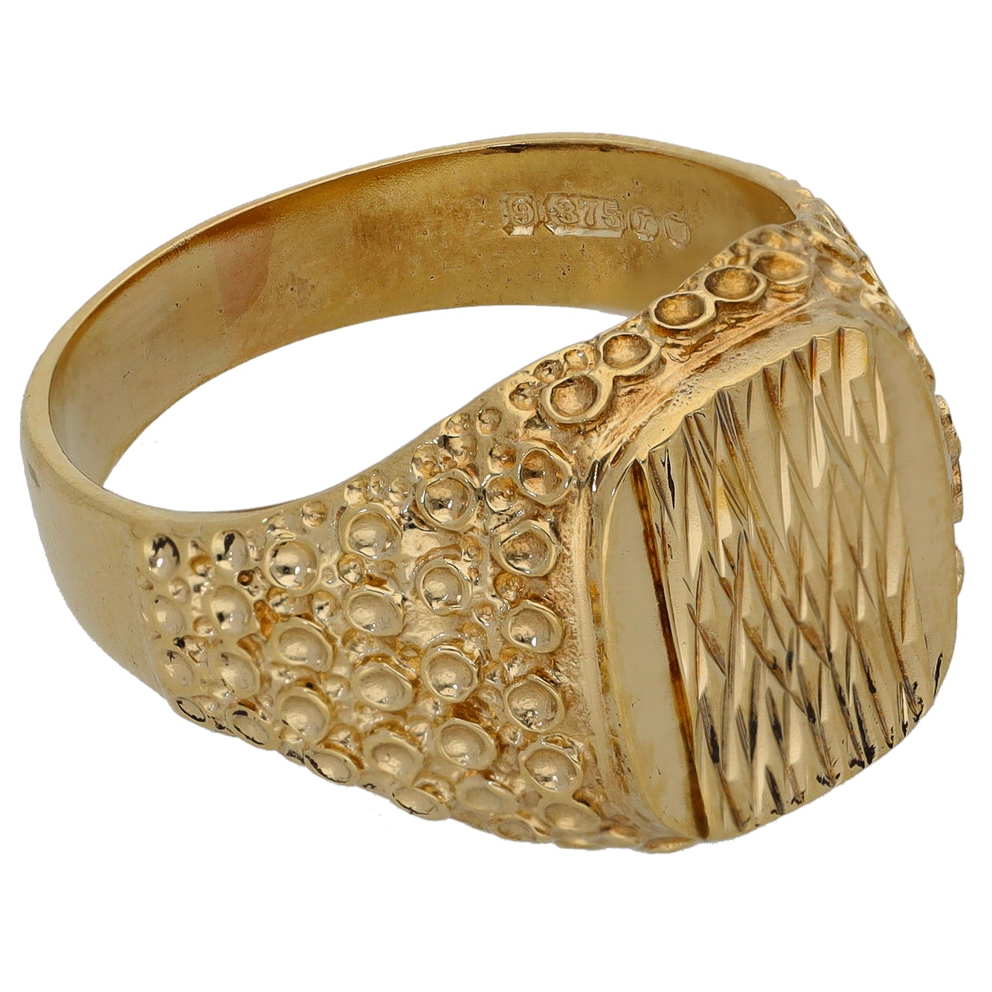 9ct Gold Patterned Signet Ring Size U