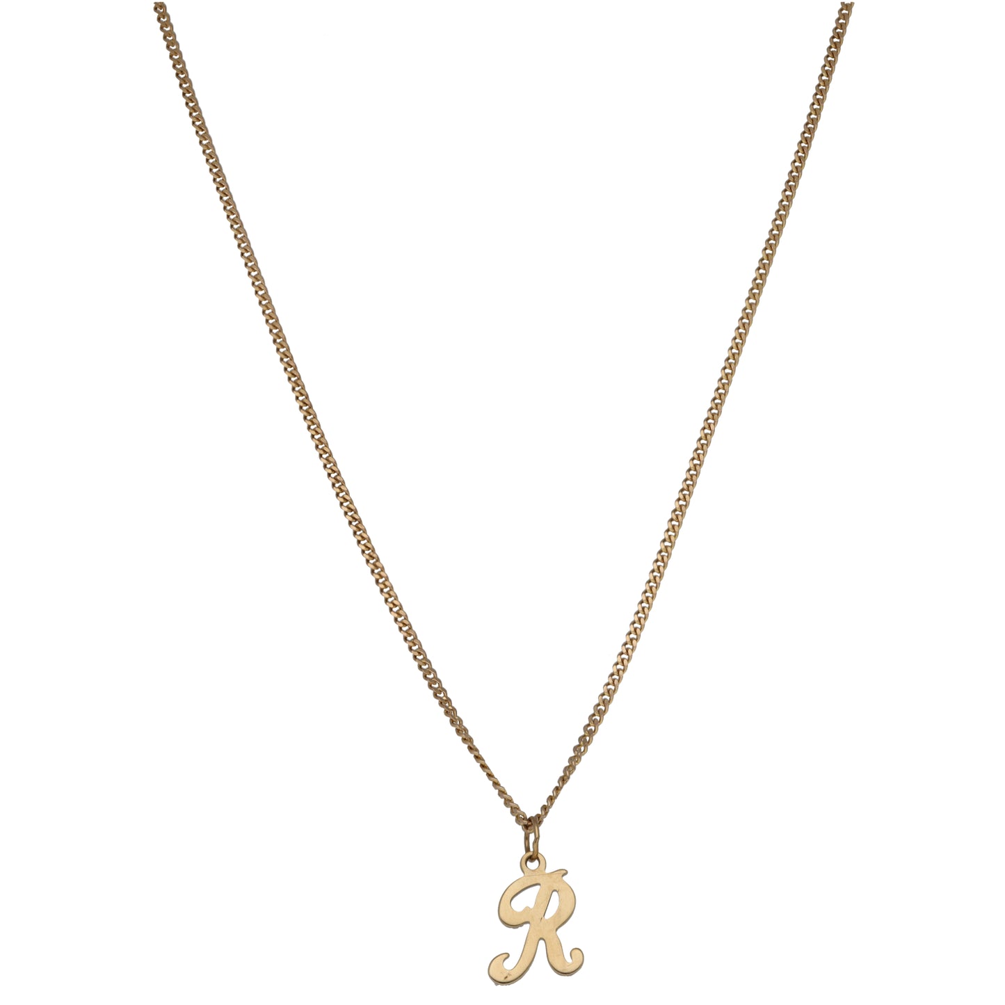 9ct Gold Initial 'R' Pendant With Chain
