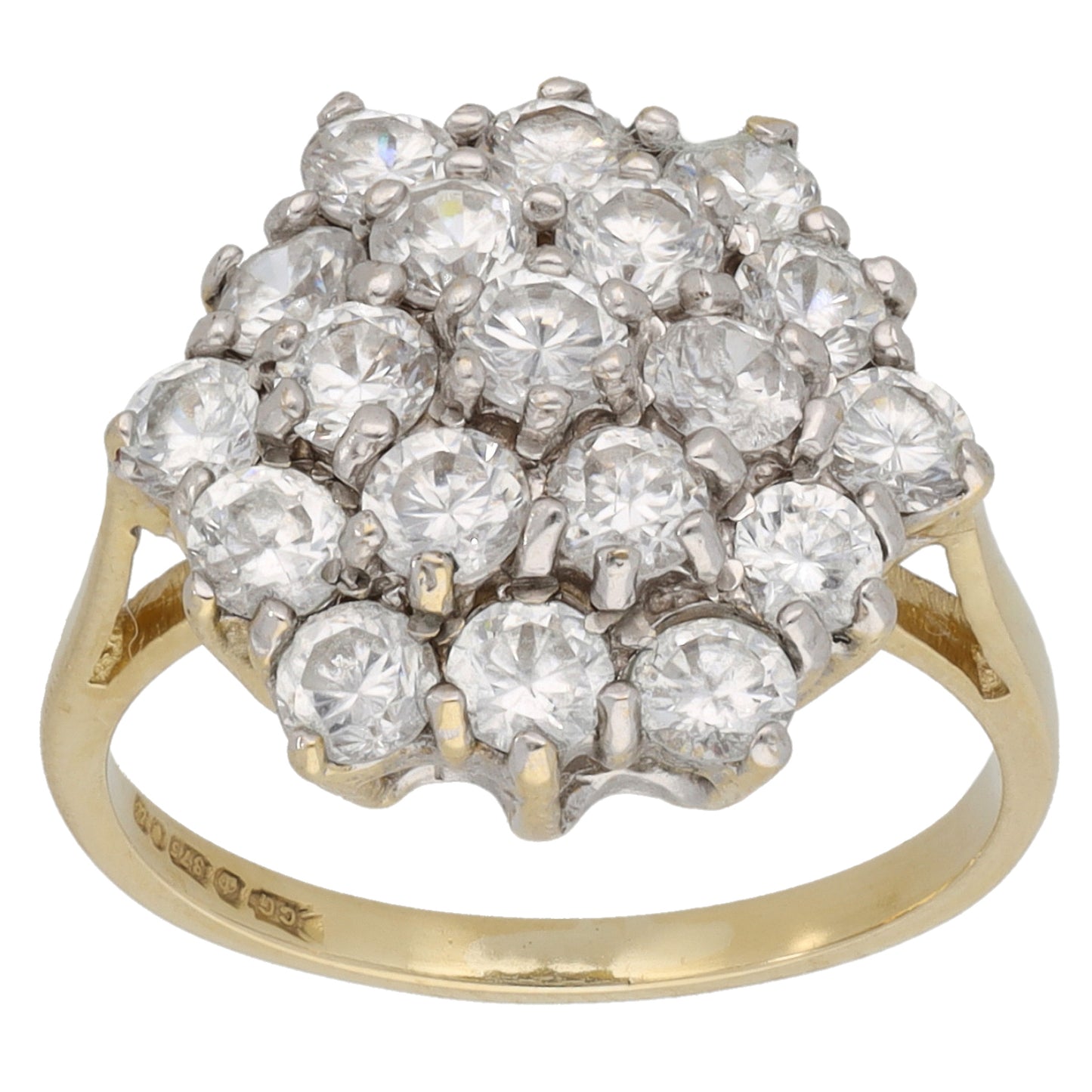 9ct Gold Cubic Zirconia Cluster Ring Size L