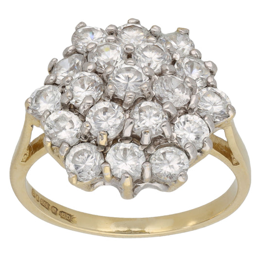 9ct Gold Cubic Zirconia Cluster Ring Size L
