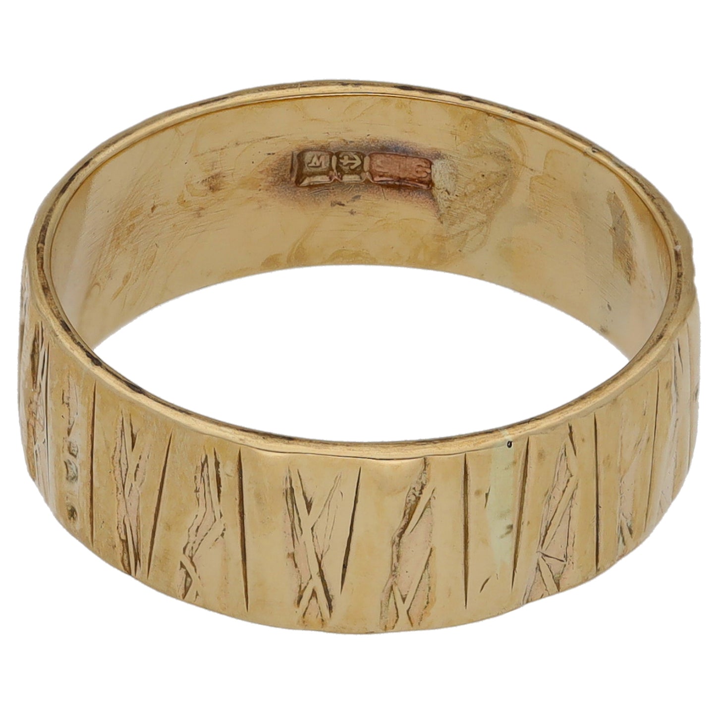9ct Gold Patterned Wedding Ring Size M