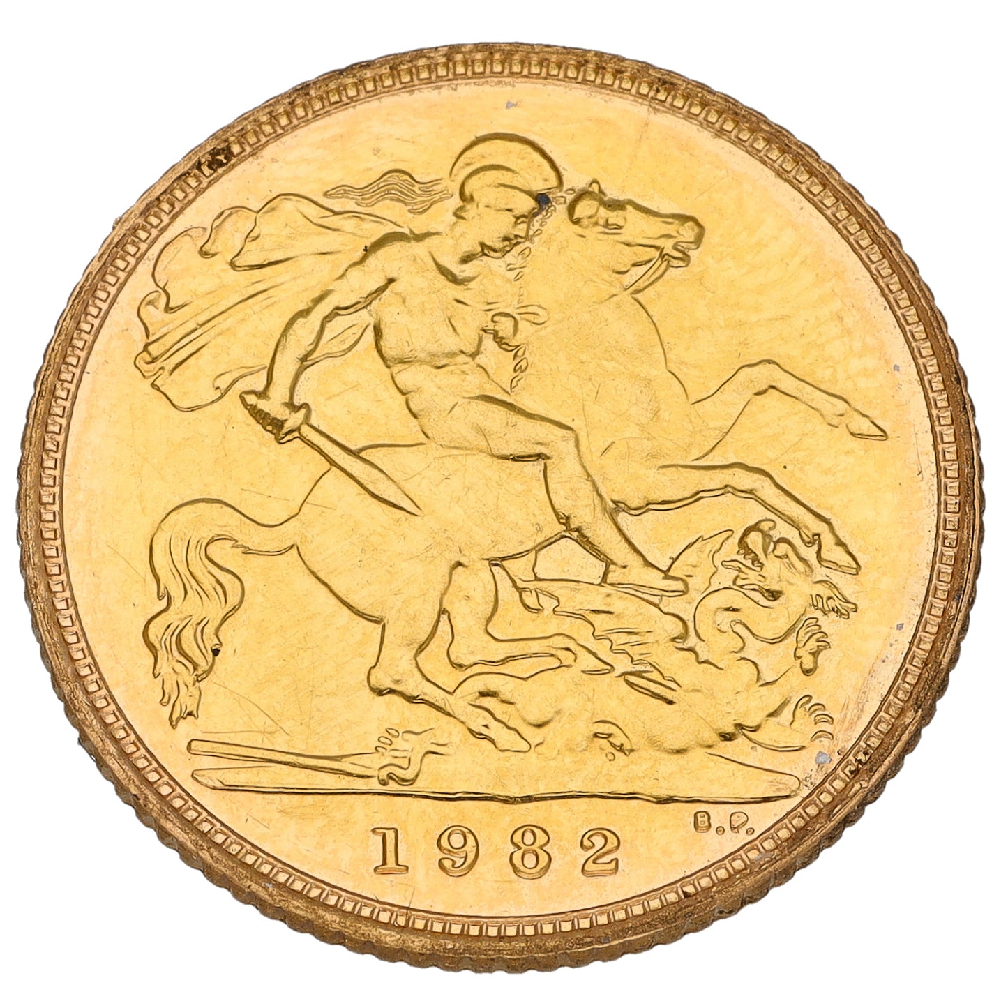 22ct Queen Elizabeth II Half Sovereign Coin 1982