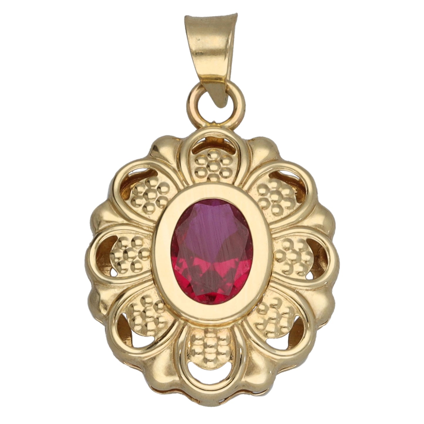 14ct Gold Imitation Gem Single Stone Pendant
