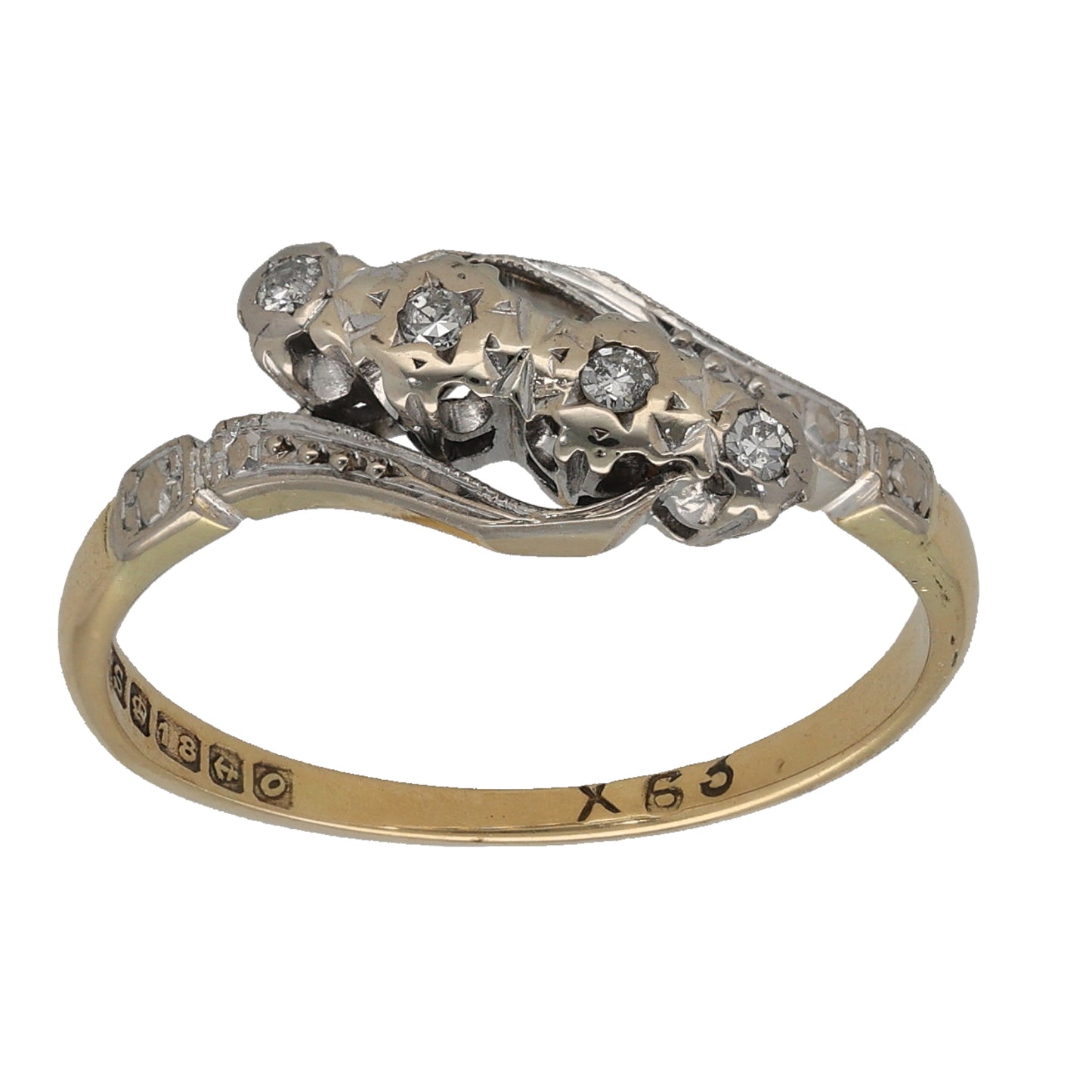 18ct Gold 0.04ct Diamond Dress/Cocktail Ring Size M