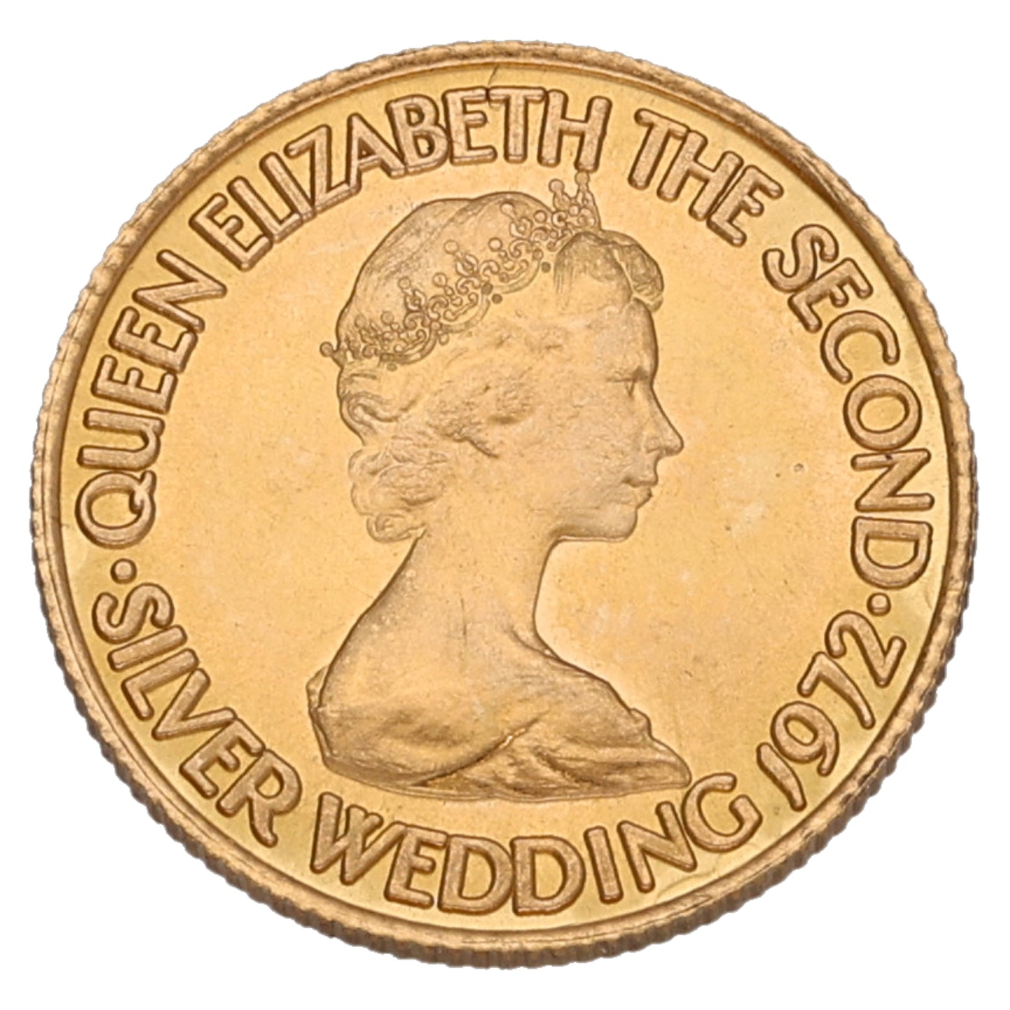 22ct Gold Queen Elizabeth II Silver Wedding Five Pounds Coin 1972