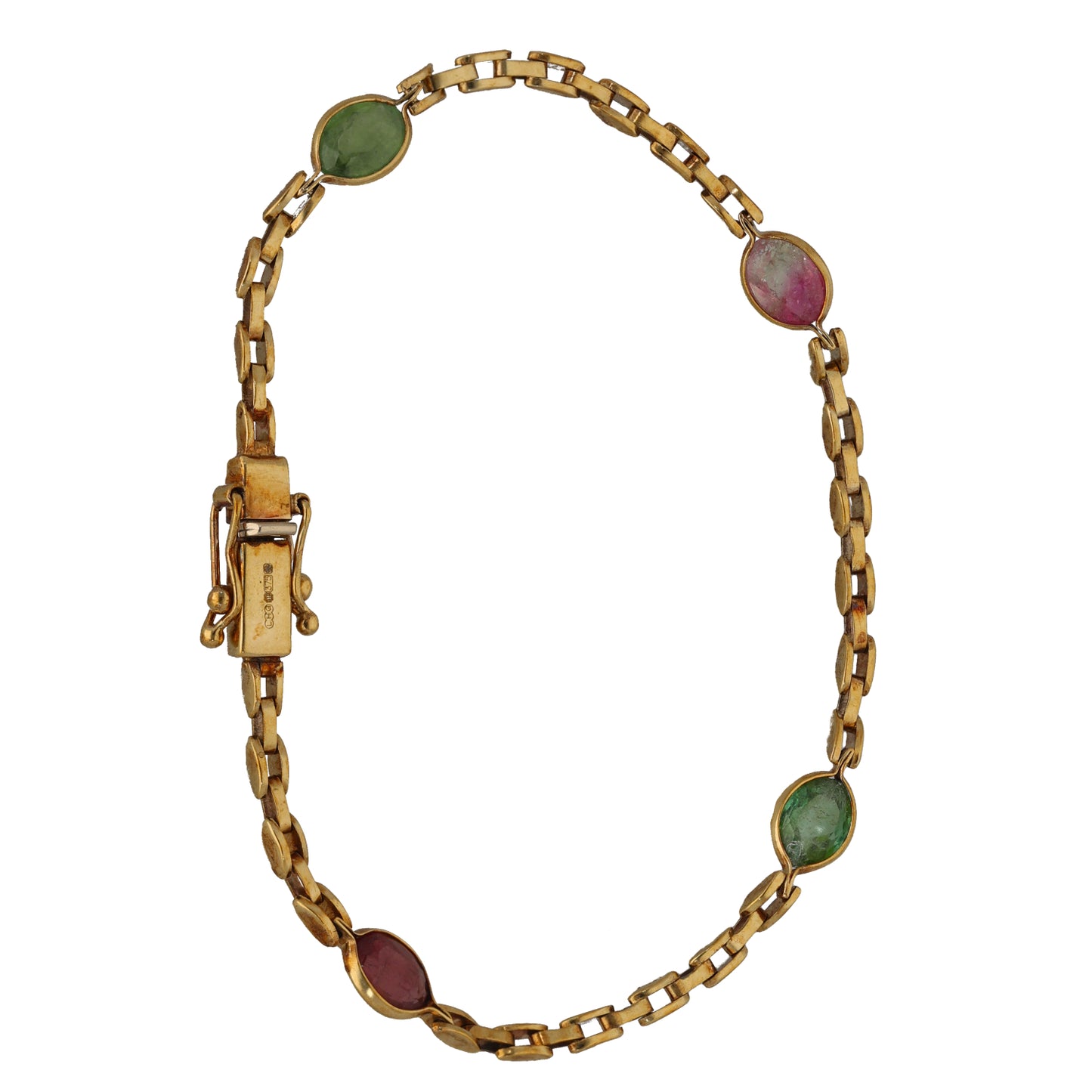 9ct Gold Tourmaline Fancy Stone Set Bracelet