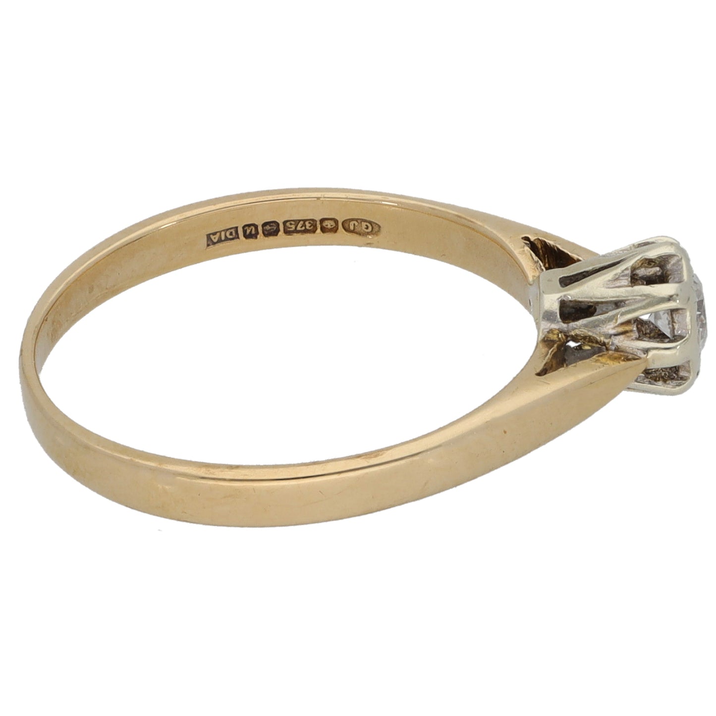 9ct Gold 0.09ct Diamond Solitaire Ring Size L