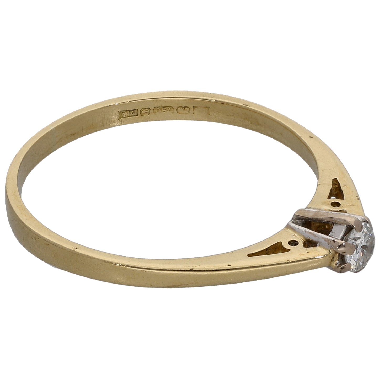 18ct Gold 0.10ct Diamond Solitaire Ring Size P