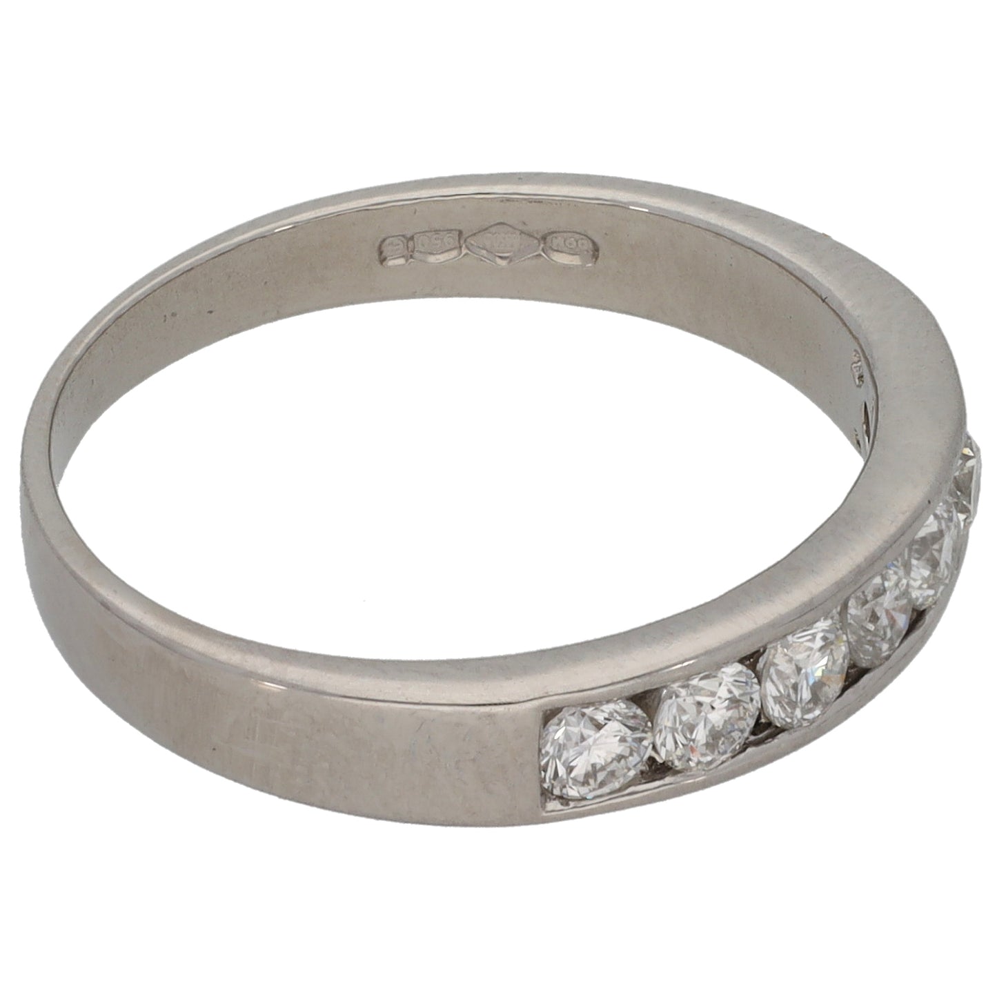 Platinum 0.49ct Diamond Half Eternity Ring Size M