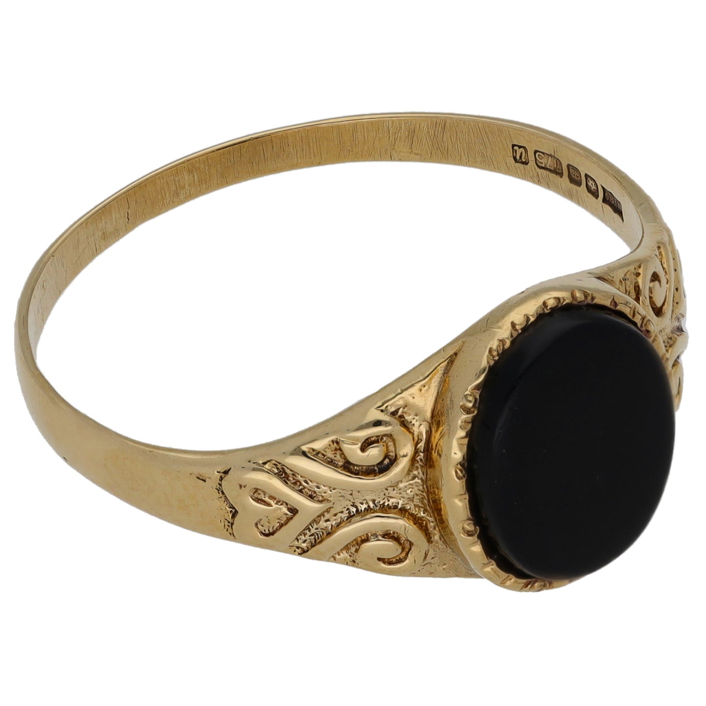 9ct Gold Onyx Single Stone Signet Ring Size V