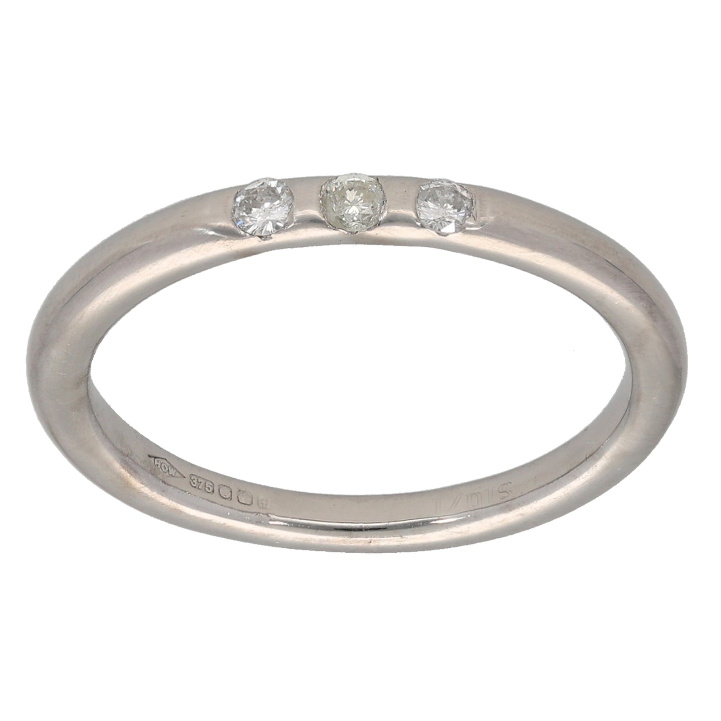 9ct White Gold 0.09ct Diamond Solitaire Ring Size O