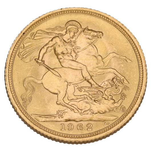 22ct Gold Queen Elizabeth II Full Sovereign Coin 1962
