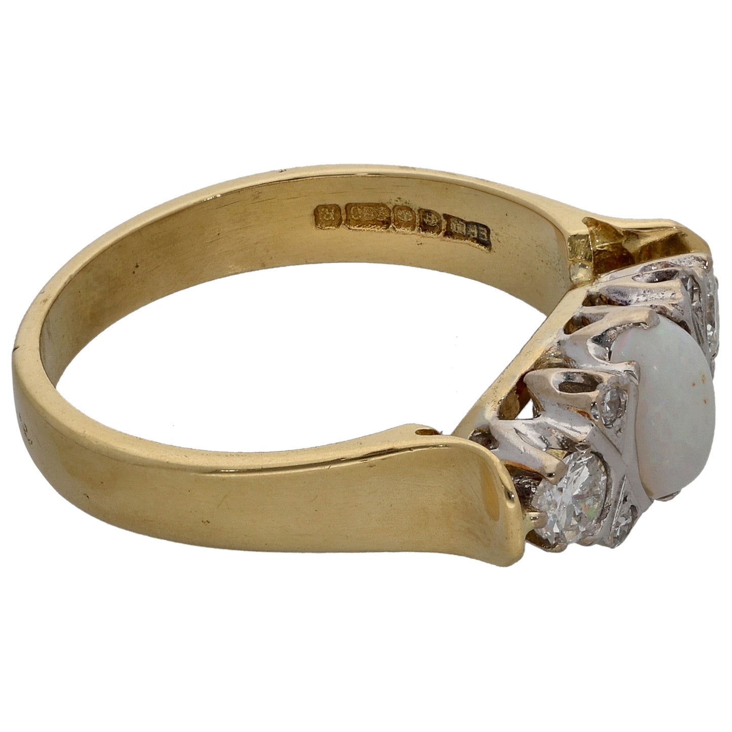 18ct Gold Opal & 0.24ct Diamond Dress/Cocktail Ring Size L