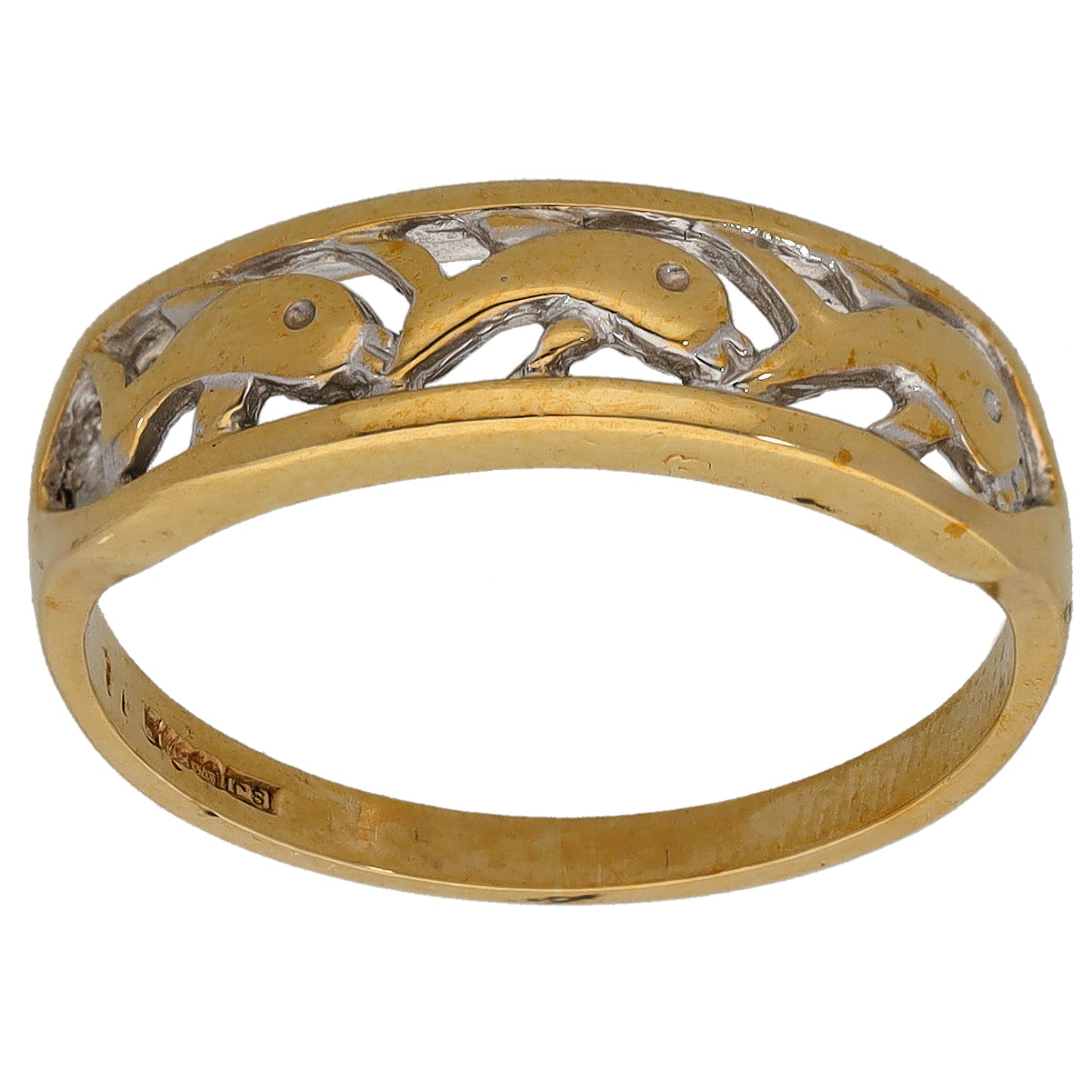 9ct Gold Dolphin Ring Size N