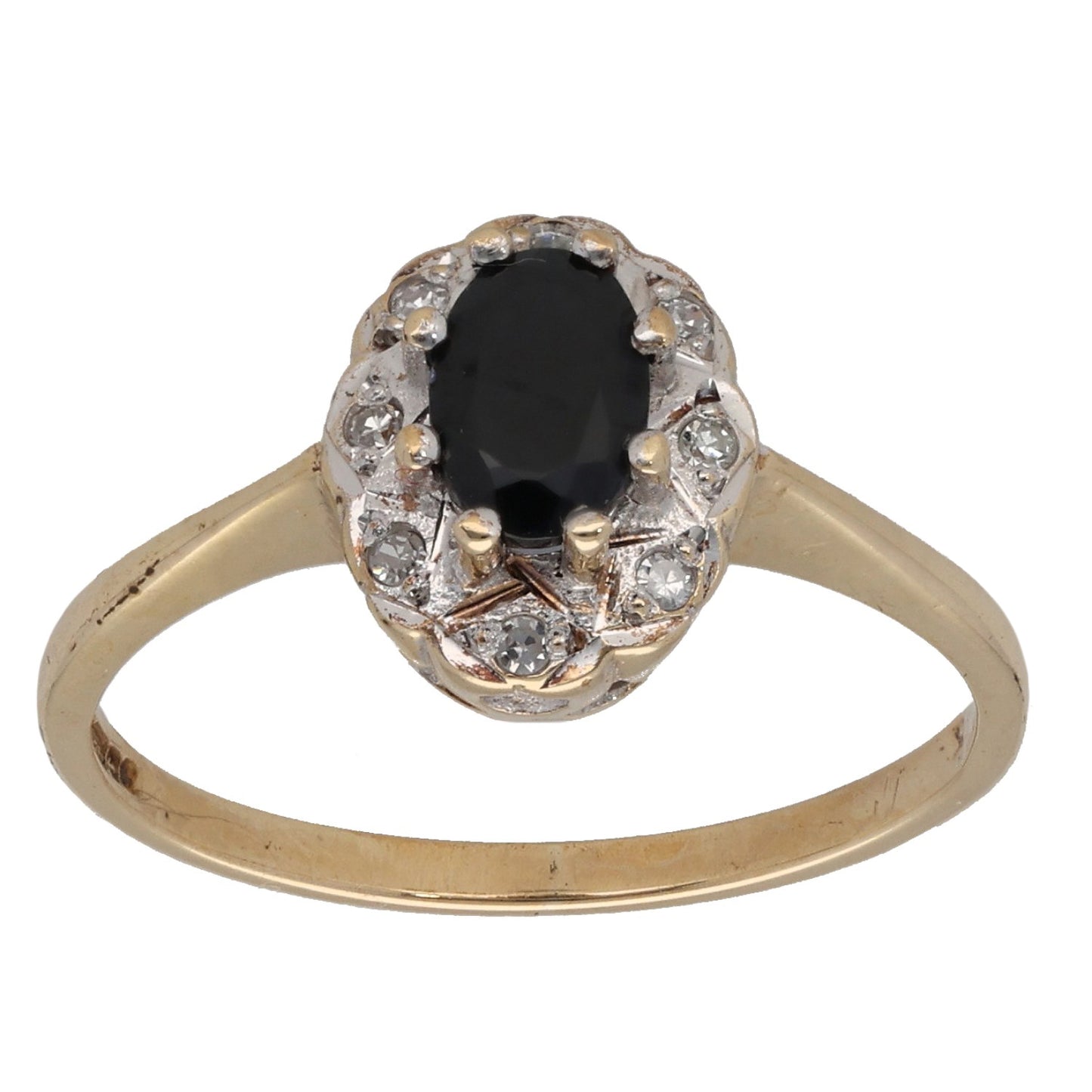 9ct Gold 0.08ct Diamond & Sapphire Dress/Cocktail Ring Size L