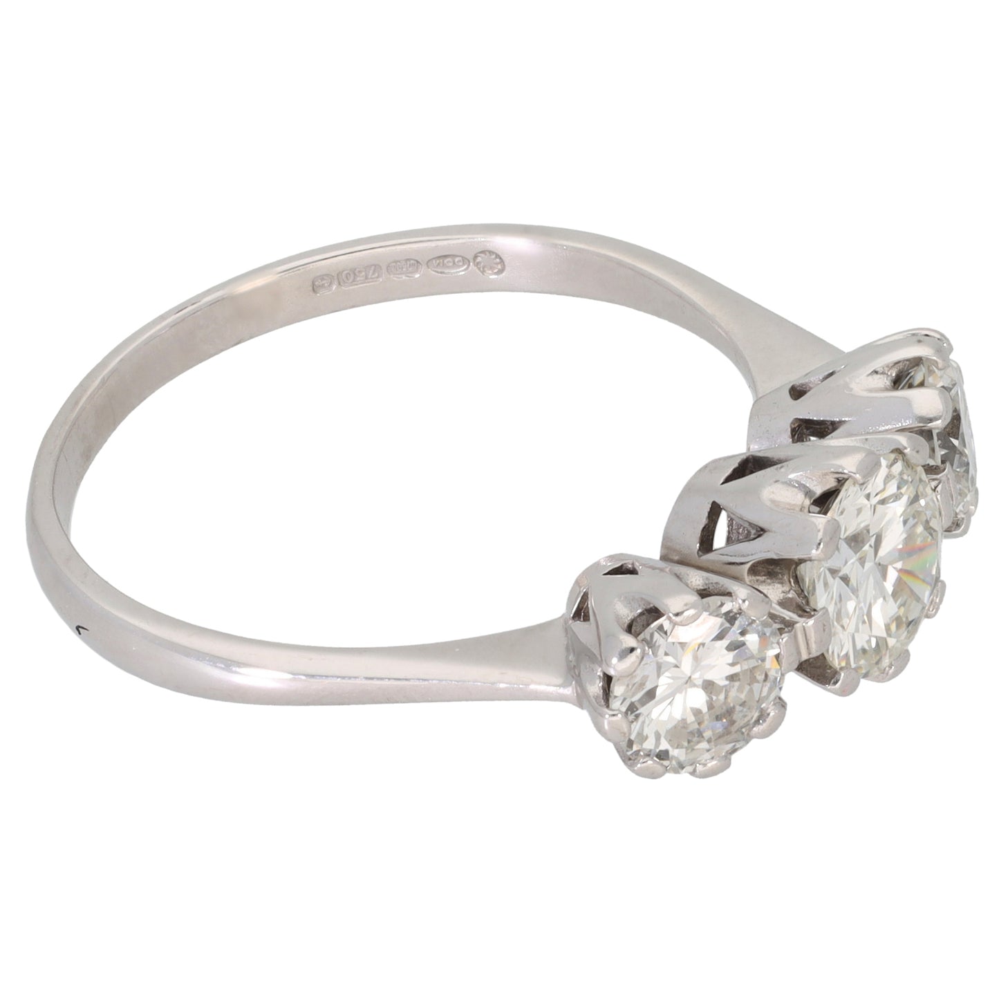 18ct White Gold 2.50ct Diamond Trilogy Ring Size W