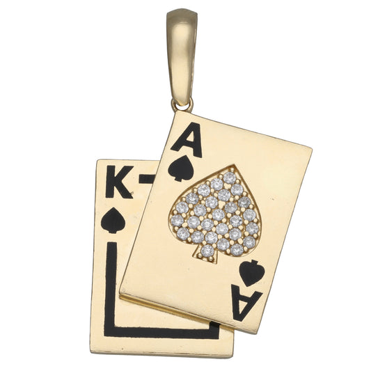 9ct Gold Cubic Zirconia Playing Card's Pendant