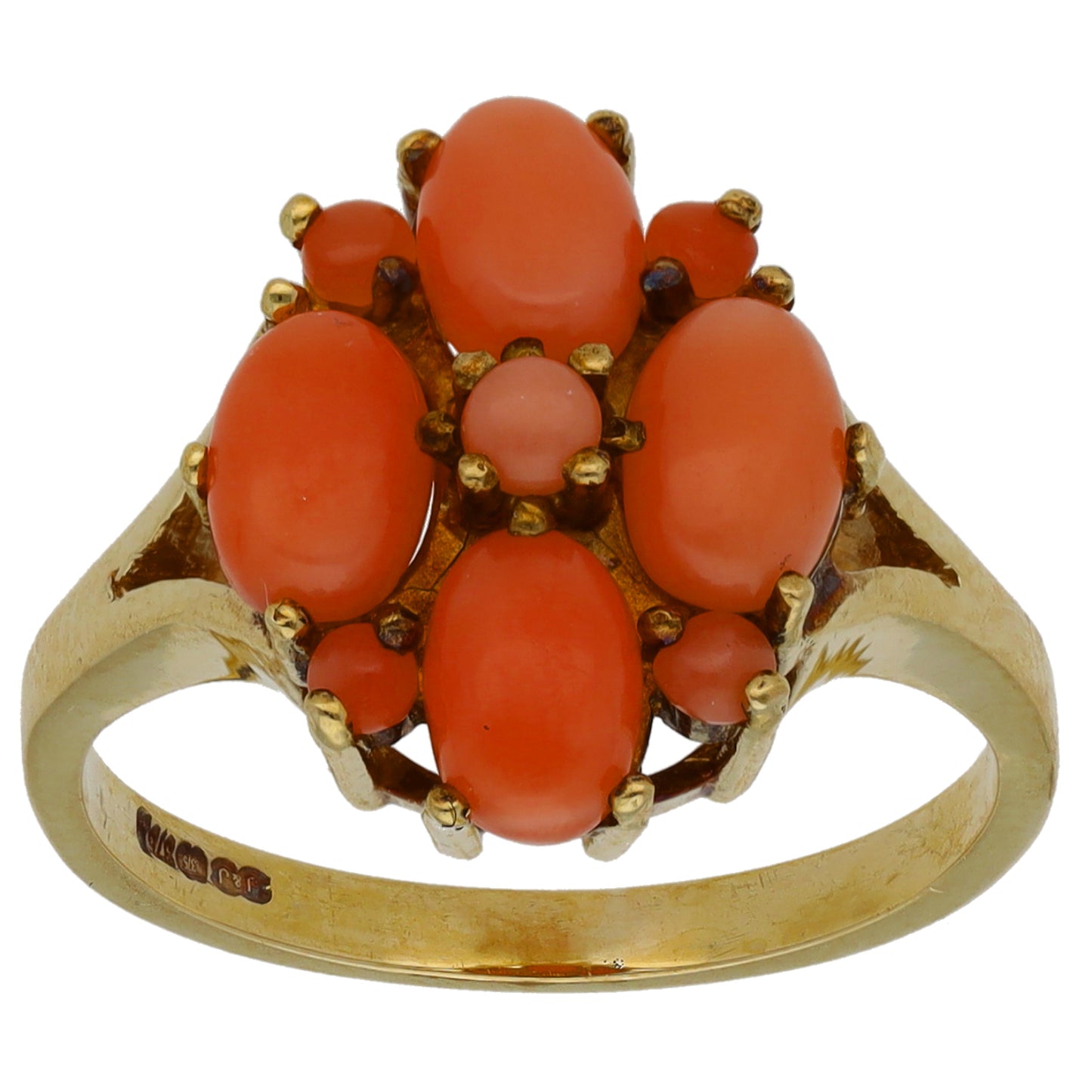 9ct Gold Coral Dress/Cocktail Ring Size L