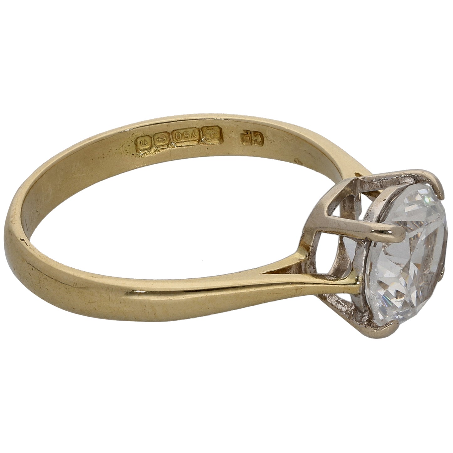 18ct Gold Cubic Zirconia Single Stone Ring Size N