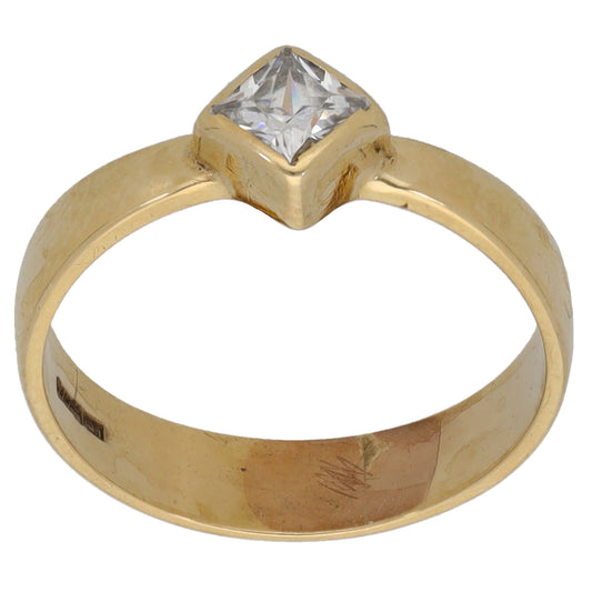 9ct Gold Cubic Zirconia Single Stone Ring Size N