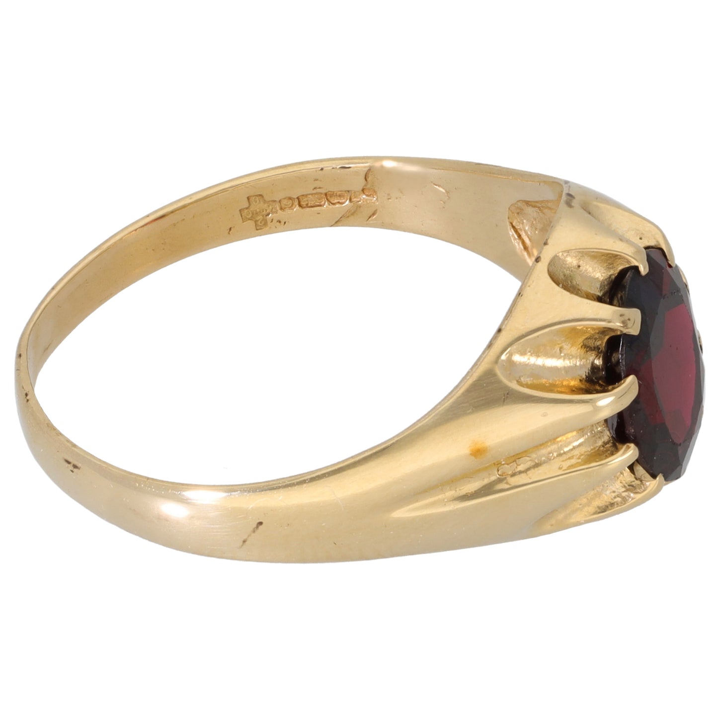 9ct Gold Garnet Single Stone Ring Size U