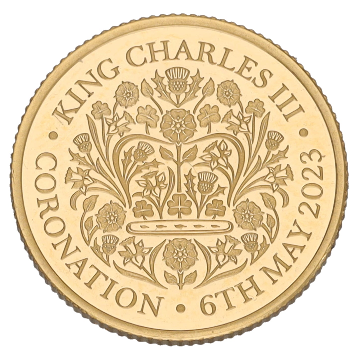 22ct Gold King Charles III Coronation Quarter Sovereign Coin 2023