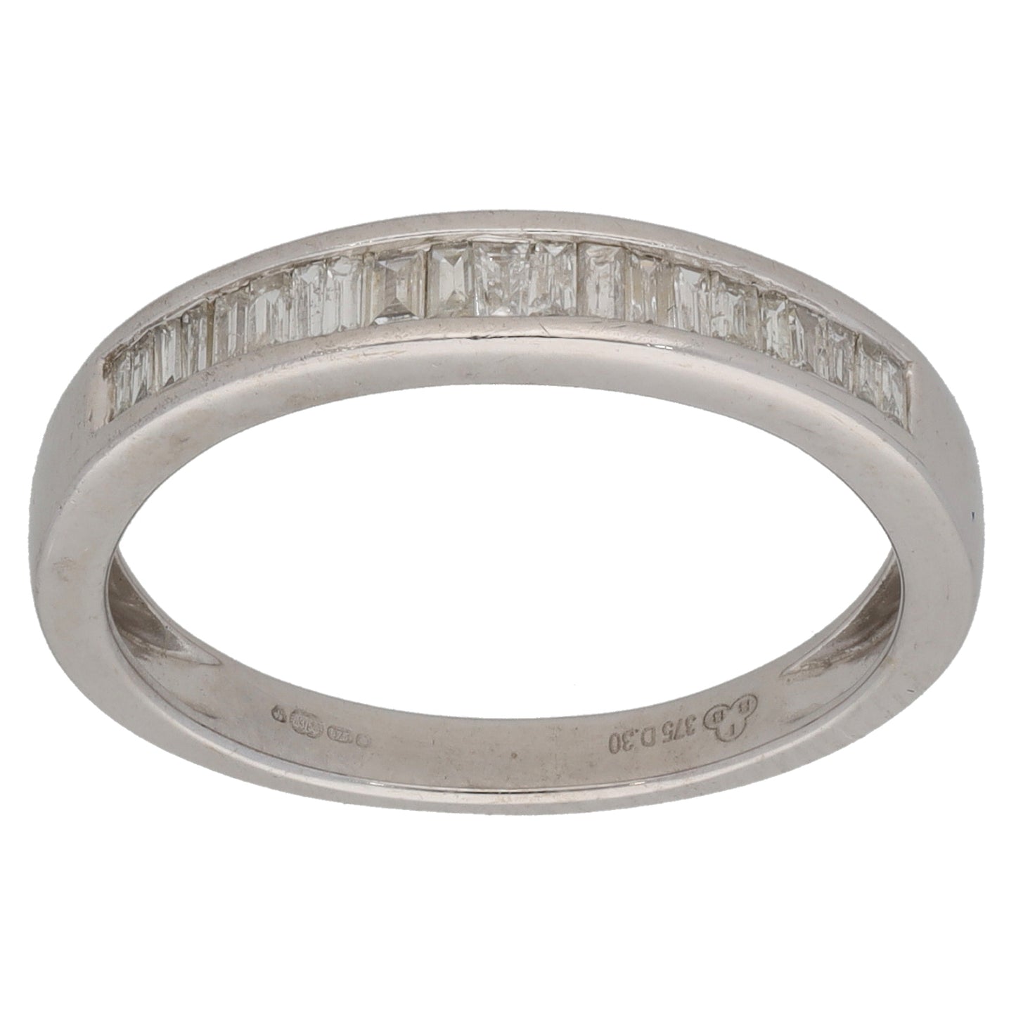 9ct White Gold 0.30ct Diamond Half Eternity Ring Size P