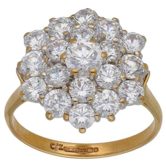 9ct Gold Cubic Zirconia Cluster Ring Size P
