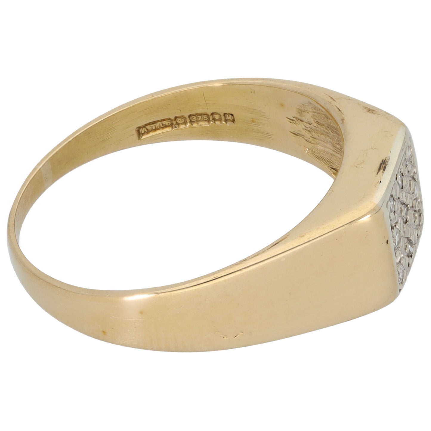 9ct Gold 0.045ct Diamond Signet Ring Size U